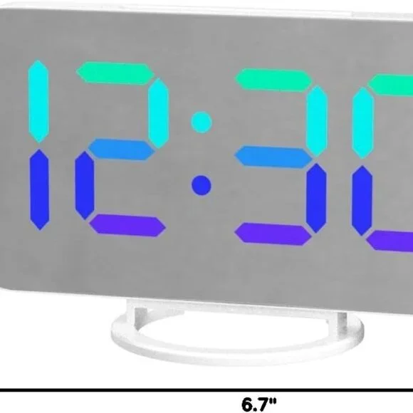 RGB Alarm Clock - Digital LED Clocks Mirror Surface with Dual USB Ports for Make